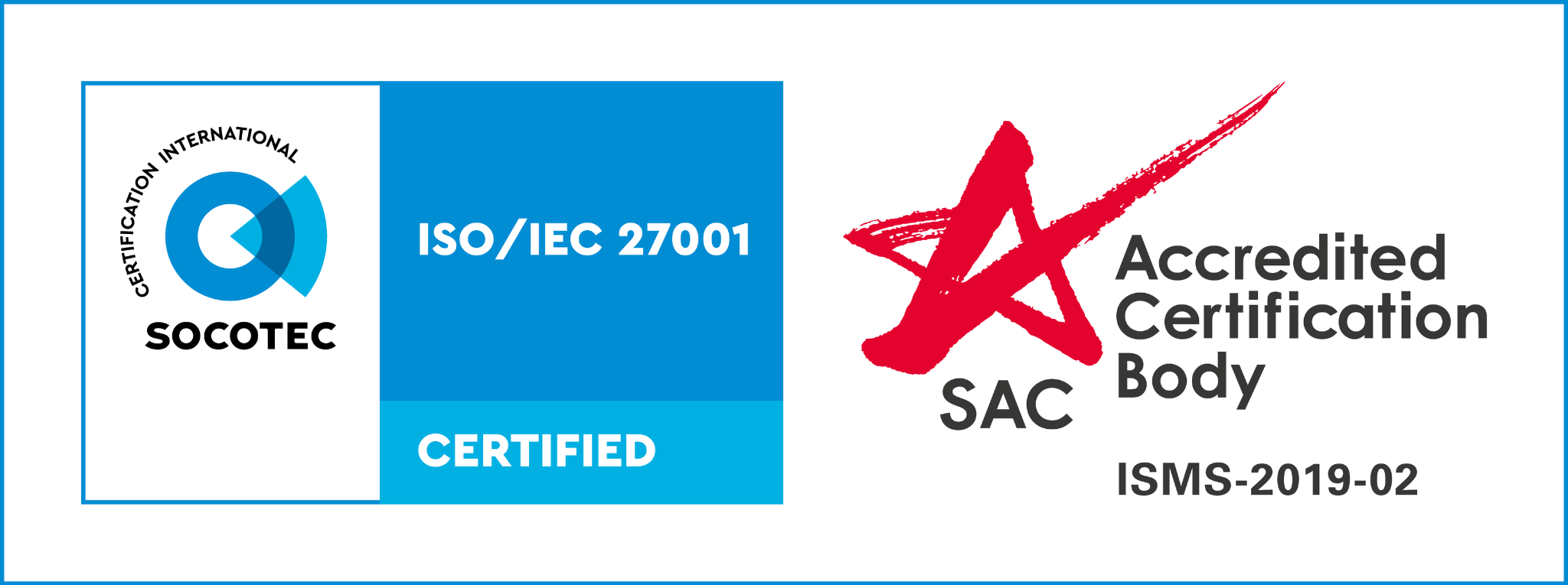 SOCOTEC ISO/IEC 27001 certification mark with SAC accreditation